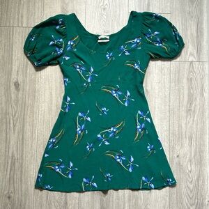 Urban outfitters green puff sleeve mini dress